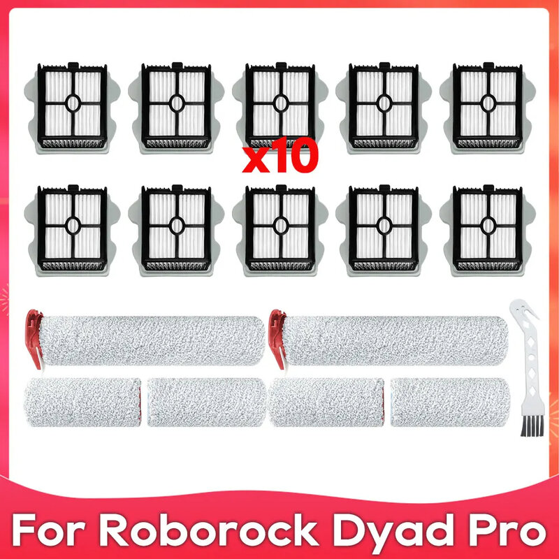 متوافق مع مكنسة الغبار Roborock Dyad Pro: فرشاة رئيسية، رول، فلتر HEPA، قطع غيار وملحقات.
