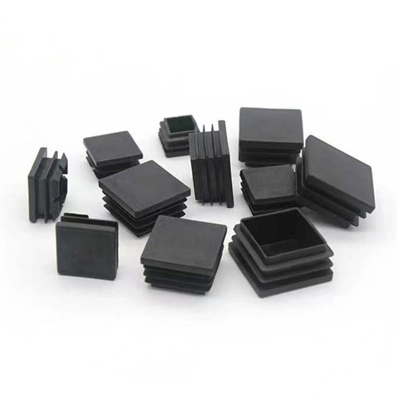 2/5/10 قطعة أسود مربع البلاستيك فيشة أنبوبية الأثاث أنبوب إدراج طمس نهاية ل كرسي الساق حماة طول 10x10-100x100mm