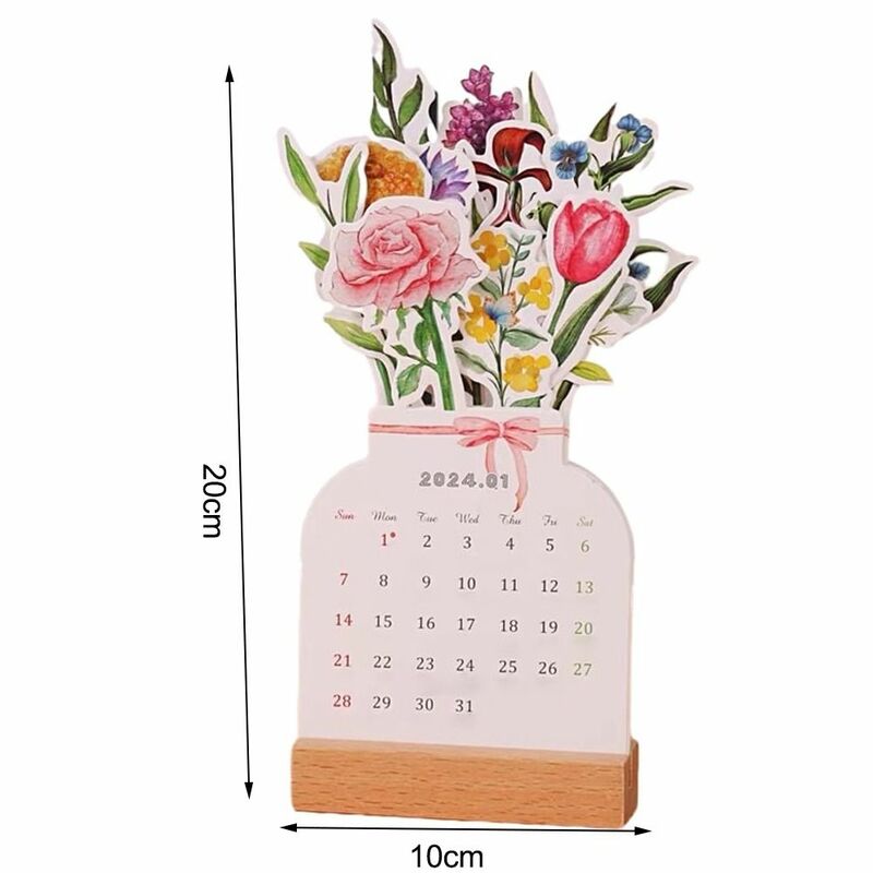 تقويم مكتب أزهار مزهرية ، مخطط على شكل مزهرية ، مخطط شهري ، ديكور مكتب منزلي ، العام الجديد