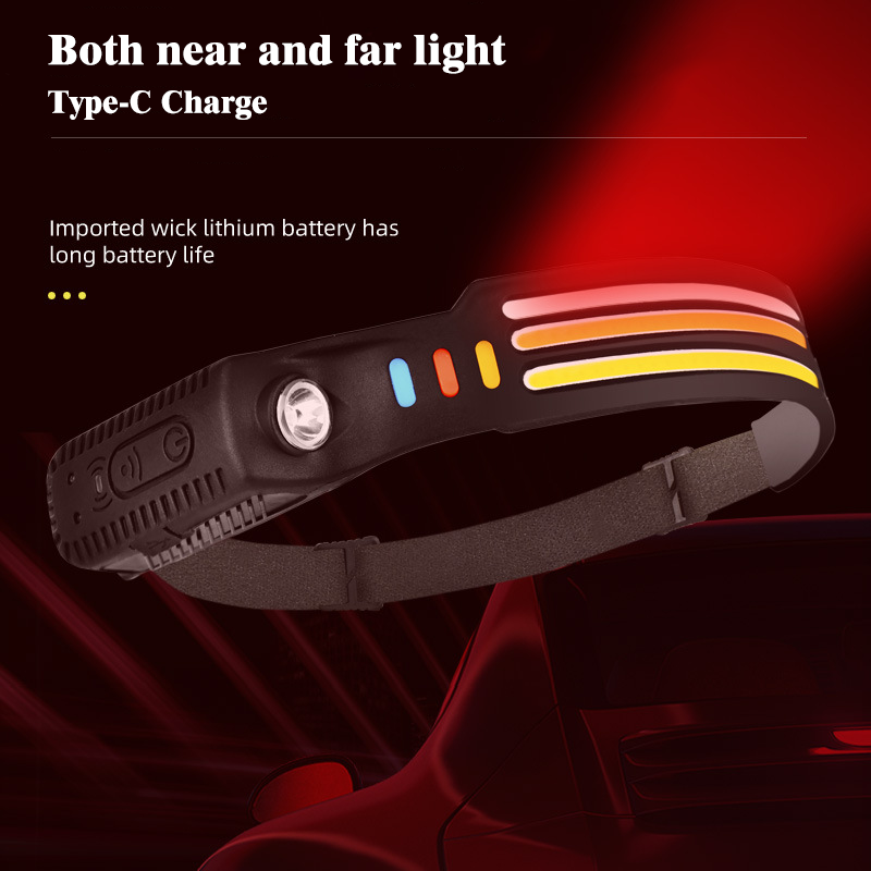 الاستشعار كشافات LED رئيس مصباح USB قابلة للشحن المدمج في بطارية المصباح ضوء العمل التخييم البحث الصيد فانوس