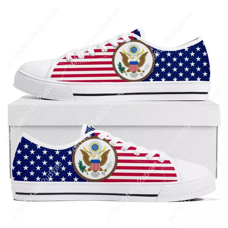أحذية رياضية قماشية للرجال والنساء ، علم الولايات المتحدة الأمريكية ، أمريكا ، أحمر ، أزرق ، أبيض ، منخفض ، أعلى جودة ، مراهق ، مخصص ، كاجوال ، أحذية زوجين
