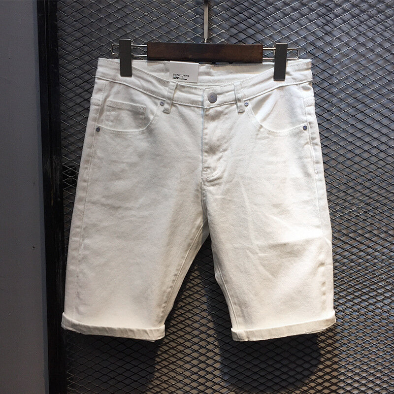 سراويل جينز مستقيمة ضيقة للرجال ، سراويل قصيرة غير رسمية متطابقة بالكامل ، موضة الشارع الأمريكية ، موضة الصيف ، جديدة ،