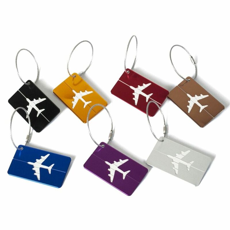 تسميات حقيبة سبائك الألومنيوم قابلة لإعادة الاستخدام ، علامات الأمتعة مع الحبال ، علامات الأمتعة السفر ، علامة حقيبة