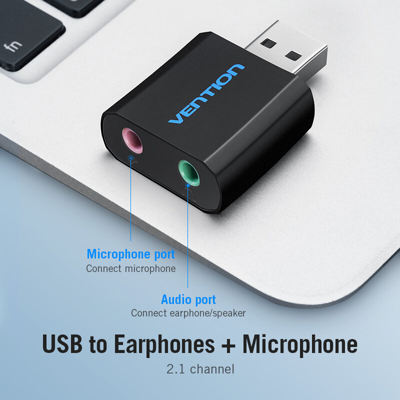 Vention-USB بطاقة صوت خارجية ، 3.5 مللي متر ، محول ، USB إلى ميكروفون ، مكبر صوت ، واجهة صوت لـ Macbook ، كمبيوتر محمول ، كمبيوتر شخصي