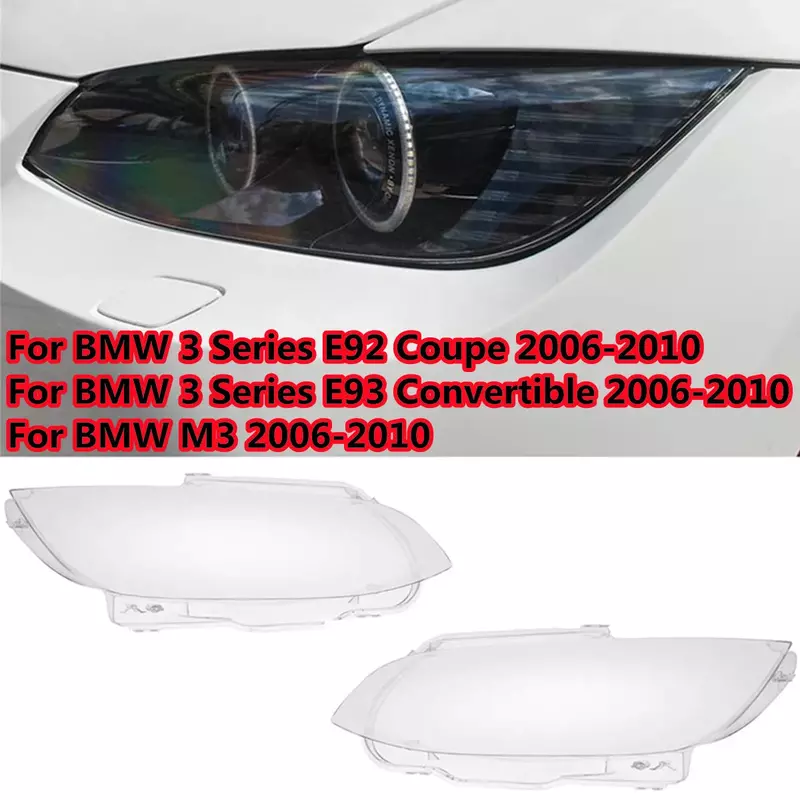 زوج سيارة الجبهة العلوي عدسة غطاء لسيارات BMW E92 E93 2 باب M3 2006 - 2010 السيارات قذيفة كشافات عاكس الضوء قذيفة غطاء شفاف