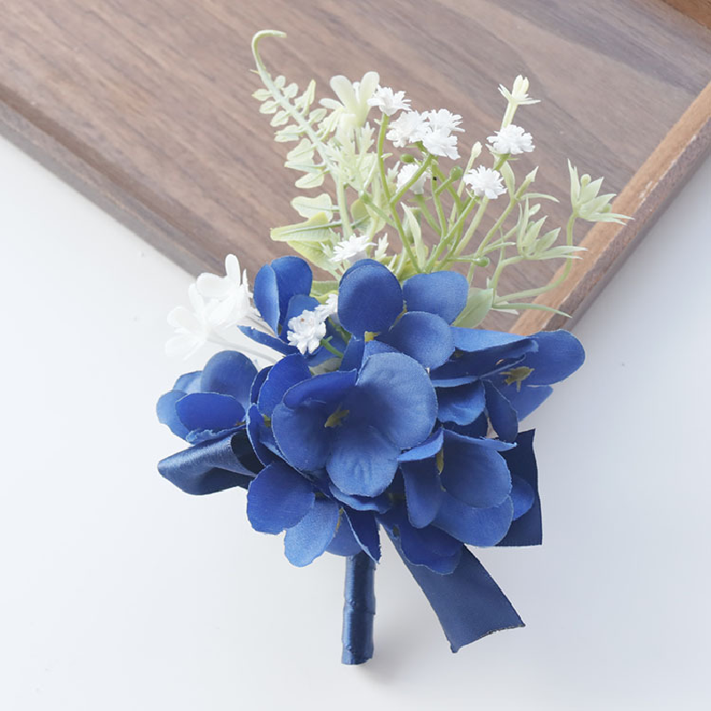زهور يدوية للضيوف للاحتفال بالأعمال ، محاكاة زهور زرقاء ، لوازم الزفاف ، زهور الثدي ،