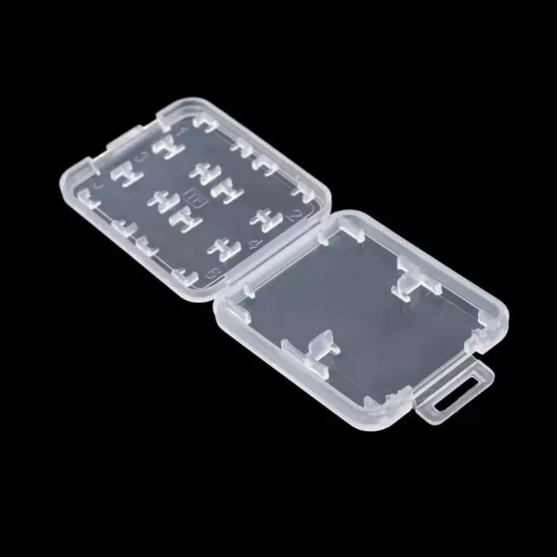 حقيبة تخزين بطاقات ذاكرة صغيرة شفافة ، 8 في 1 حامل حامي ، البلاستيك ، SD ، SDHC ، TF ، MS ، 1-5 قطعة
