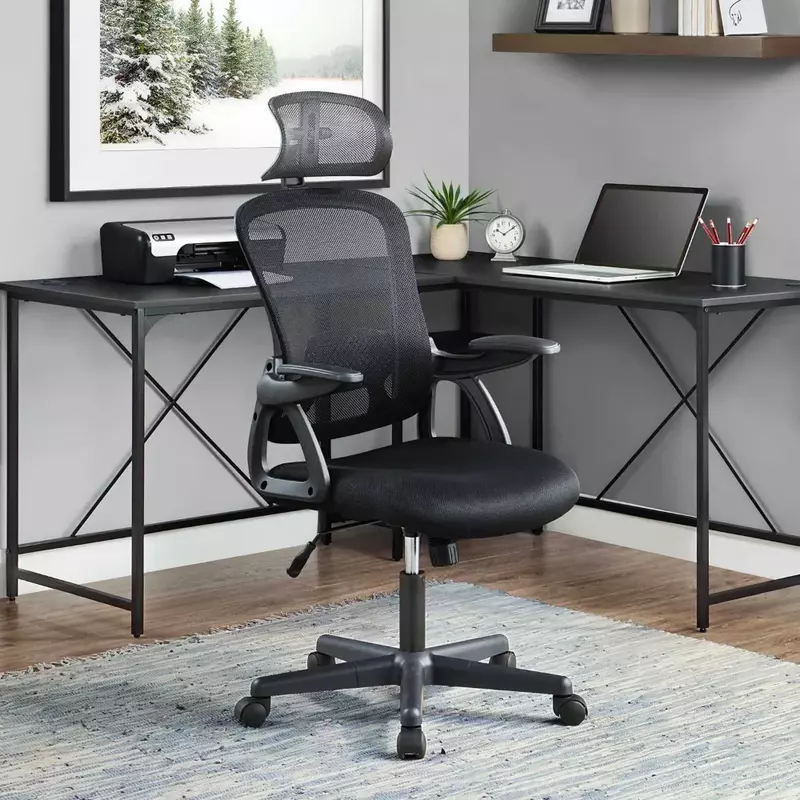 LISM-كرسي مكتب مريح مع مسند رأس قابل للتعديل ، كرسي ألعاب من القماش الأسود ، سعة 275lb