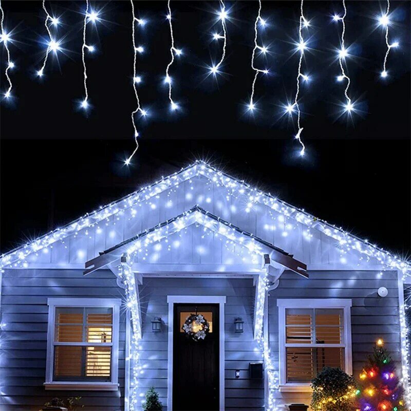 أضواء عيد الميلاد الشلال الديكور في الهواء الطلق 5 متر دروب 0.4-0.6 متر Led أضواء الستار سلسلة أضواء الطرف حديقة الطنف الديكور