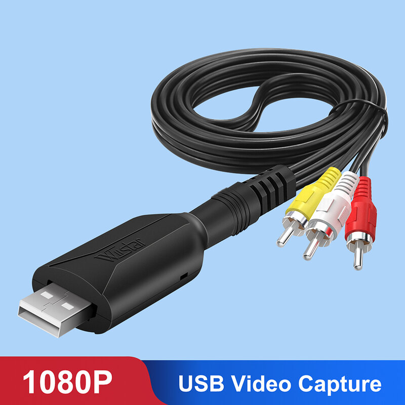 USB فيديو بطاقة التقاط الصوت والفيديو VHS إلى RCA الرقمية إلى USB 2.0 جهاز التقاط الصوت محول محول سهلة لتغطية VCR DVR TV ل Win7/8/10