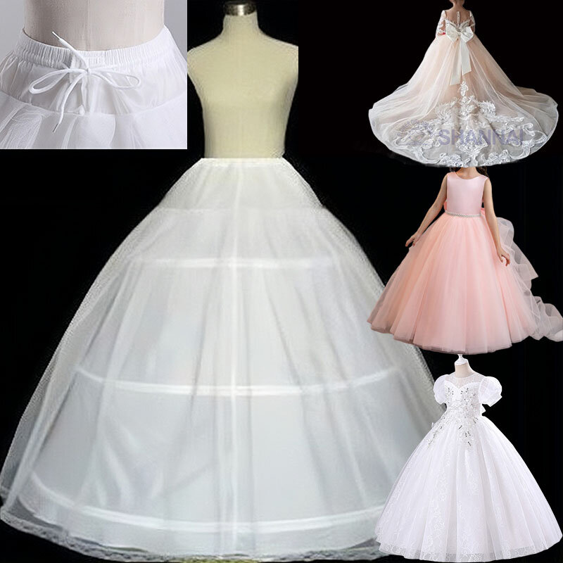 A-line ثوب نسائي للأطفال ، تنورة داخلية كرينولين زلة ، فستان فتاة الزهور ، فستان الزفاف للأطفال ، 2 الأطواق