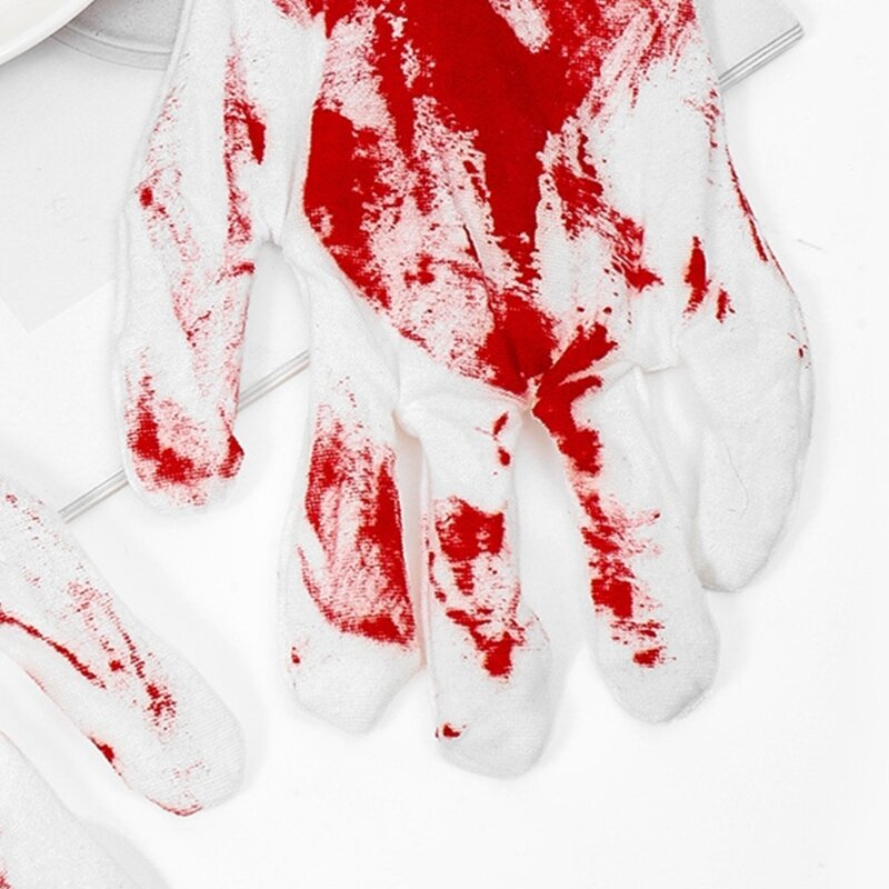قفازات مطبوعة ببقع الدم للهالوين الداكن لأزياء مثيرة