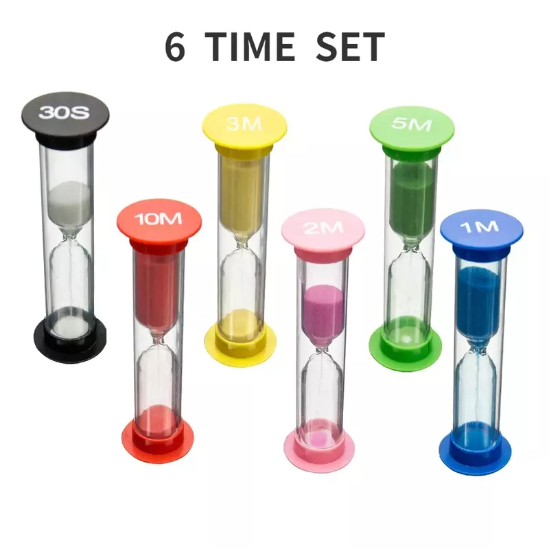 مؤقت رمل ساعة رملية بلاستيكية ، زجاج رملي ملون ، ساعة صغيرة ، 30 ثانية ، دقيقة واحدة ، دقيقتان ، 3 دقائق ، 5 دقائق ، 10 دقائق ، 6 دقائق