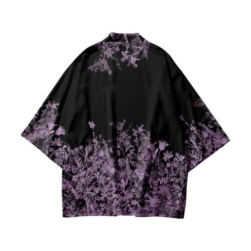 سترة بنمط كيمونو مطبوعة بالورود للرجال والنساء سترة هاراجوكو اليابانية التقليدية ملابس يوكاتا هاوري الصيفية للشاطئ
