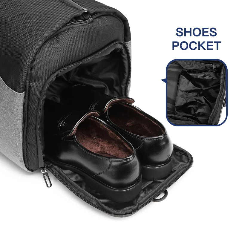 متعددة الوظائف للماء السفر حقيبة القماش الخشن للرجال ، سعة كبيرة حقيبة الأمتعة ، جيب الأحذية ، تخزين Sui1 ، أحذية الذكور