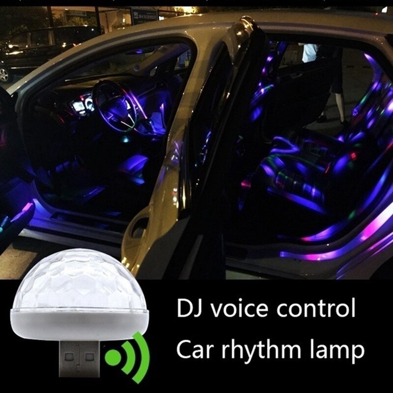 متعدد الألوان USB LED مصباح إضاءة السيارة الداخلية ، ضوء الجو ، مصابيح النيون ، استشعار الصوت ، DJ