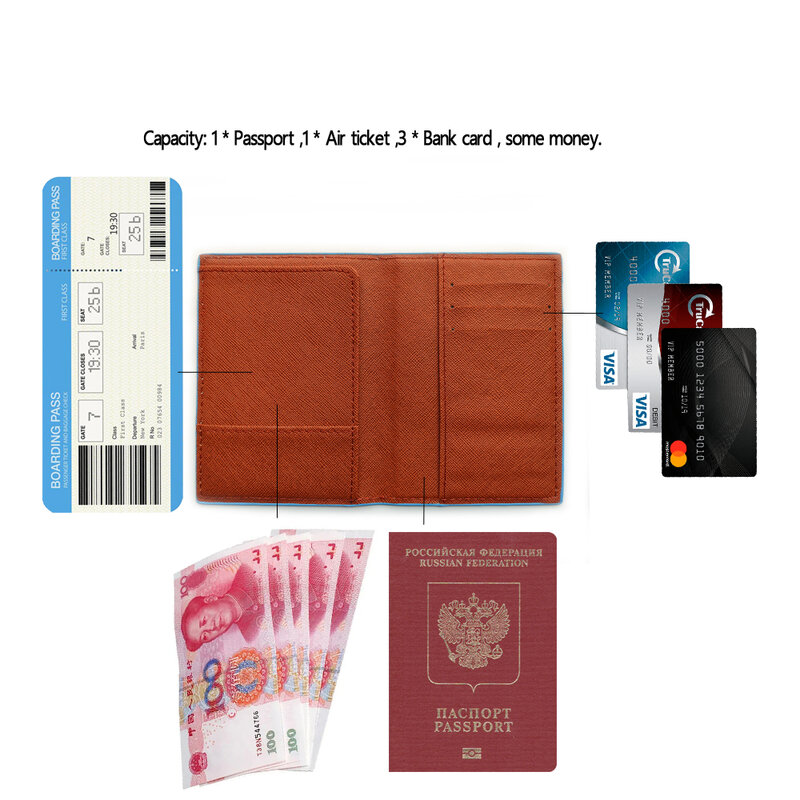 2023 ديزني غرزة جواز سفر غطاء أزرق بولي Leather جلد حامل جواز سفر للرجال وظيفة حافظة بطاقات عمل مع 3 حامل بطاقة