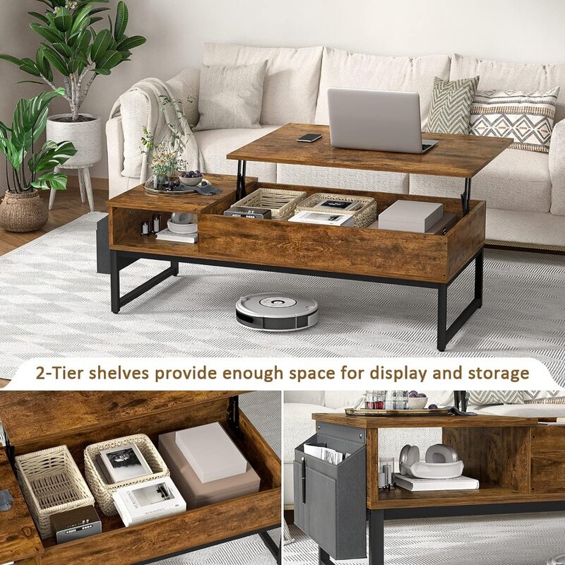 طاولة مركزية بإطار خشبي مع جيوب جانبية ، طاولة رفع قابلة للتعديل لغرفة المعيشة ، طاولات قهوة ، أثاث مقهى
