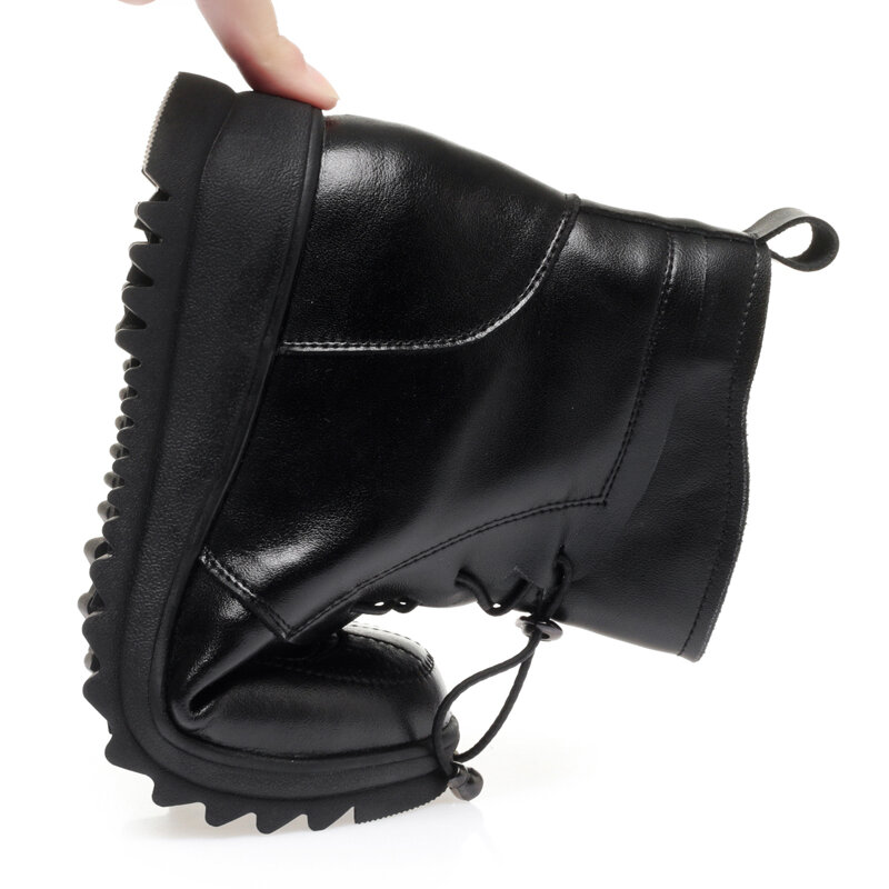 AIYUQI-أحذية الكاحل الجلدية الأصلية للنساء ، أحذية الثلج غير الرسمية للأم ، حجم كبير ، إصبع دائري ، شتاء ، جديد ،