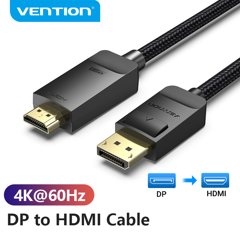 Vention عرض ميناء إلى HDMI 4K 60Hz DP كابل وصلة بينية مُتعددة الوسائط وعالية الوضوح لأجهزة الكمبيوتر المحمول HDTV رصد العارض الفيديو كابل الصوت ديسبلايبورت إلى HDMI