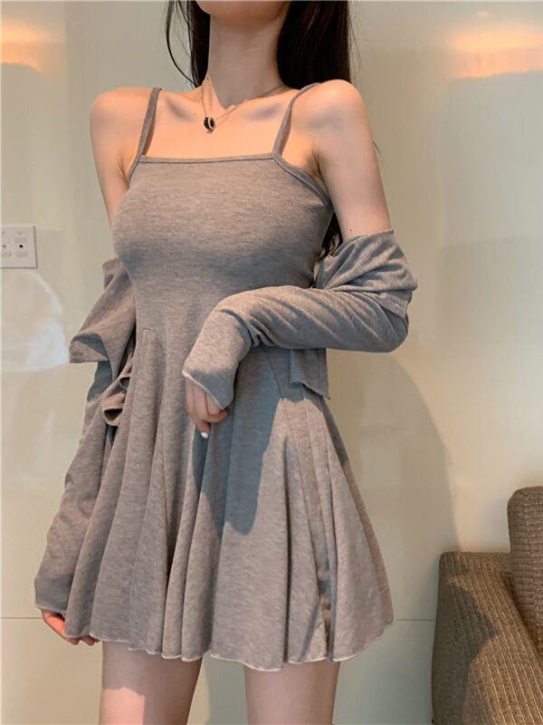 فستان صيفي قصير y2k بتصميم كوري عالي الخصر مناسب للشارع للنساء 2022 مثير بحمالات فستان مناسب للحفلات
