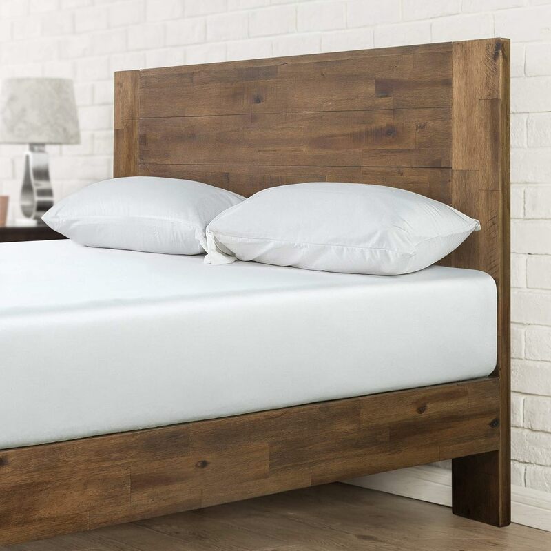 إطار سرير بمنصة خشبية من ZINUS Tonja مع لوح أمامي ، أساس مرتبة مع دعامة شريحة خشبية ، لا حاجة إلى زنبرك ، سهل