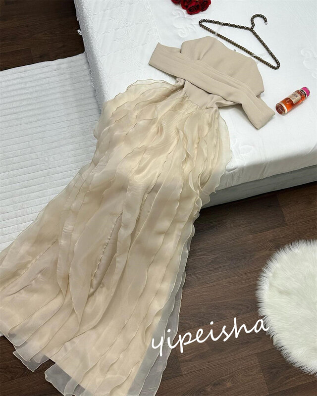 فستان مزين بالترتر على الكتف ، ثوب حفلة موسيقية سعودي ، فساتين طويلة ، سهرة على شكل حرف A ، مناسبة مخصصة