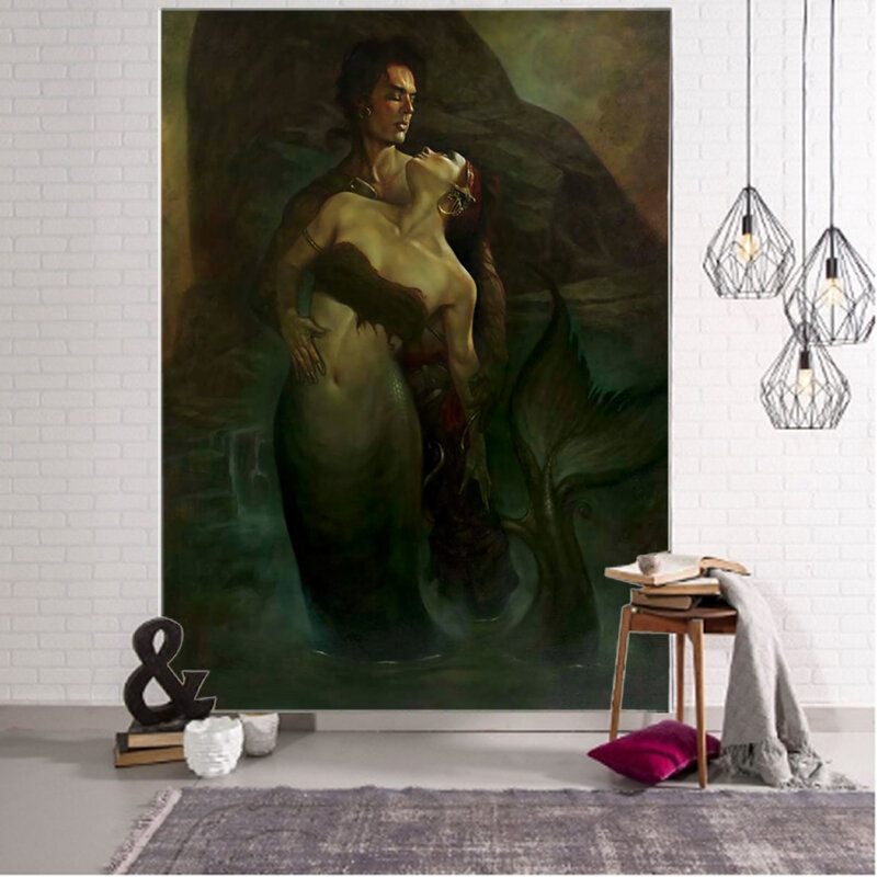 حورية البحر الفن اللوحة الخلفية الديكور ، نسيج الساحرة