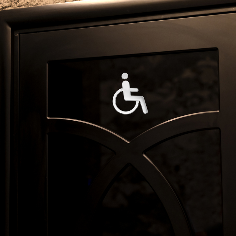 علامة مرحاض لذوي الاحتياجات الخاصة ، لافتة كرسي متحرك ومرحاض ، لافتة مرحاض