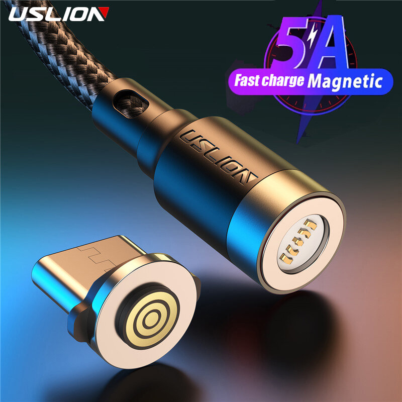 USLION 5A المغناطيسي USB تهمة كابل USB نوع C شحن سريع كابل آيفون 14 شاومي المغناطيس مايكرو USB بيانات شحن سلك الحبل
