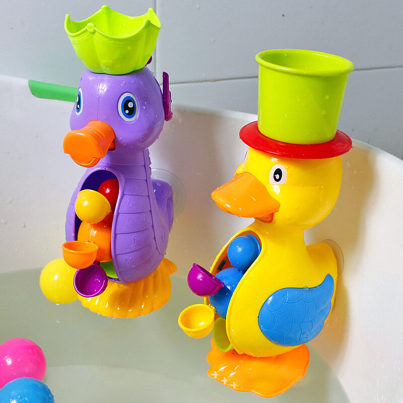 أطفال دش حمام اللعب لطيف الأصفر بطة المائية لعب الطفل صنبور الاستحمام المياه الرش أداة عجلة نوع Dabbling لعبة