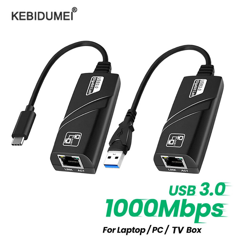 USB 3.0 بطاقة الشبكة السلكية ، 10 Mbps ، 100 Mbps ، 1000Mbps ، نوع C إلى RJ45 LAN محول إيثرنت للكمبيوتر ، ماك بوك ، ويندوز كمبيوتر محمول