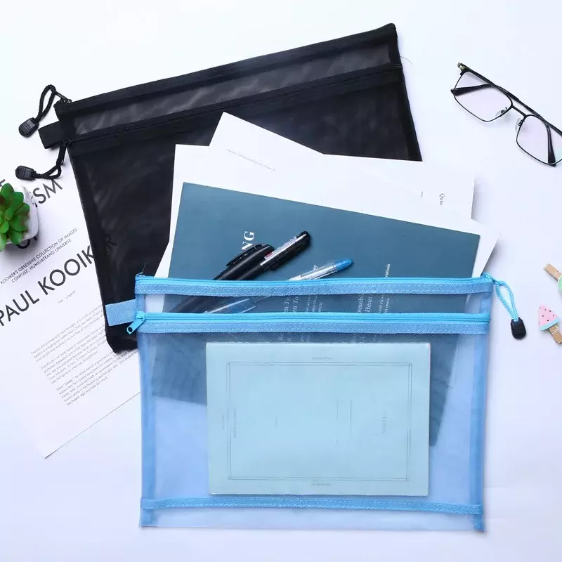 حقيبة ملفات بسحاب محمولة ، طبقة واحدة شفافة ، شبكة ، ورقة اختبار الطالب ، تخزين البيانات ، اللوازم المدرسية والمكتبية ، A4 ، A5 ، A6