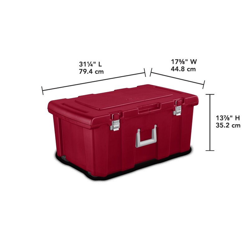 ستيريلايت-صندوق أدوات قابل للقفل مع عجلات ، حاوية حمراء ، 23 غال