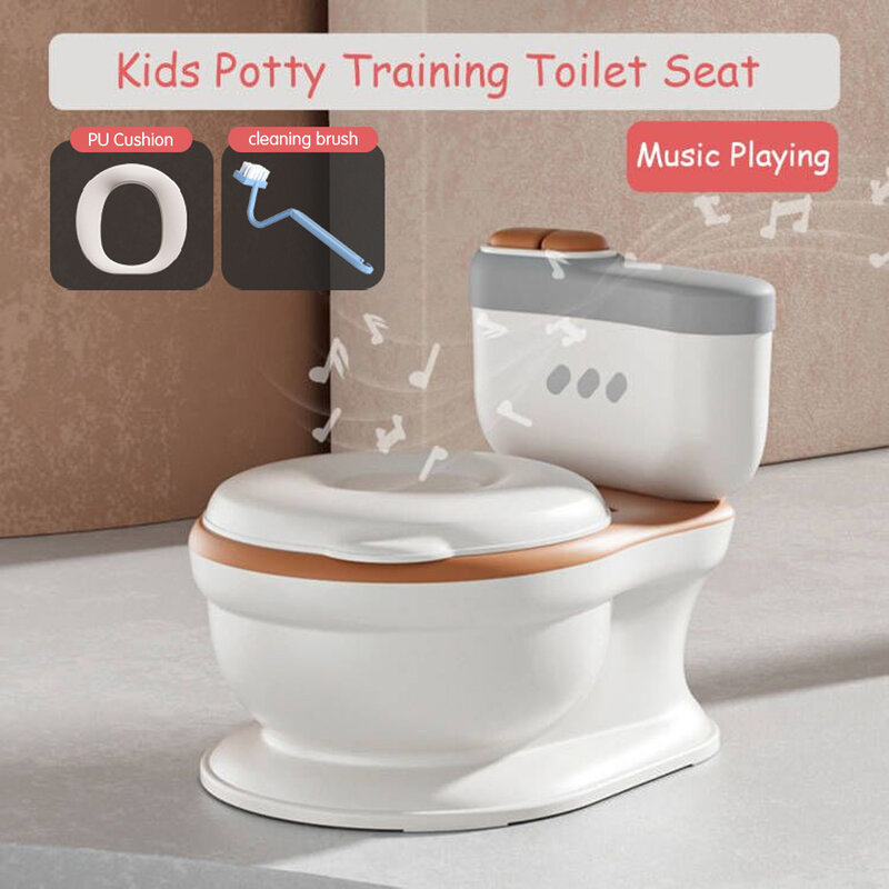 مقعد المرحاض قعادة واقعية للأطفال الصغار ، مقعد التدريب للبنين والبنات ، وسادة لينة بو ، مسح التخزين ، وظيفة تشغيل الموسيقى