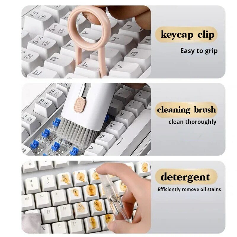7-in-1 فرشاة تنظيف لوحة مفاتيح الكمبيوتر عدة سماعة قلم تنظيف لسماعة أدوات تنظيف لوحة المفاتيح الأنظف Keycap مجتذب عدة