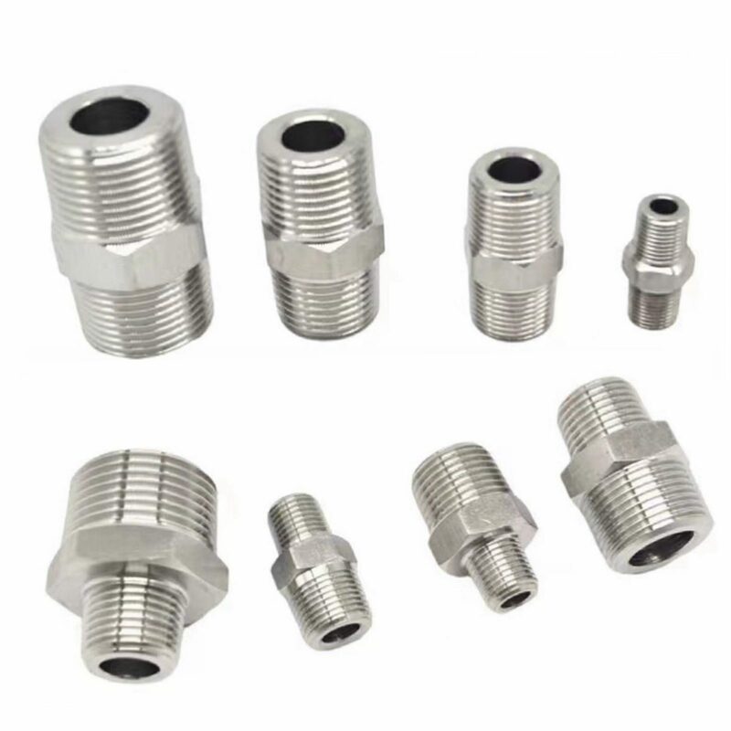 High Pressure Equal Thread 1/8" 1/4" 3/8" 1/2" 3/4" 1" BSP M10 M12 M14 M20 Male 304 Stanless Steel Hex Pipe Fitting 200 Bar