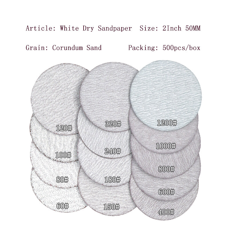 60 قطعة 2 بوصة الصنفرة هوك وحلقة الأبيض الجاف طحن الرملي أقراص 60 إلى 1000 حصى لطحن تلميع