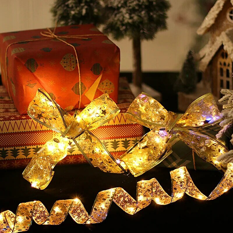 1 قطعة جديد Diy بها بنفسك الجنية سلسلة جارلاند أضواء الديكور الزفاف شجرة عيد الميلاد المنزل السنة الجديدة حلية الشريط عالية الجودة الدانتيل القوس