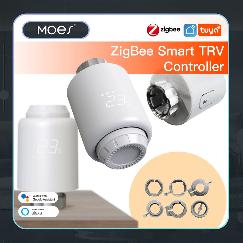 MOES تويا زيجبي صمام مشعاع حراري SmartLife اللاسلكية عن بعد التدفئة متحكم في درجة الحرارة اليكسا التحكم الصوتي