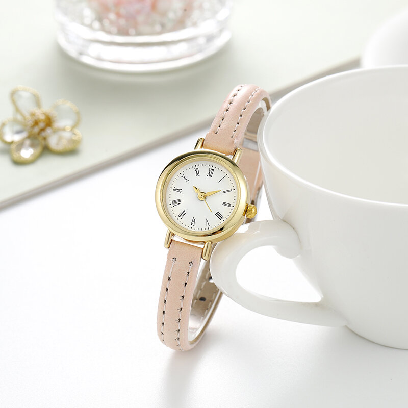 ساعات معصم كوارتز بسيطة للنساء ، ساعة مستديرة صغيرة ، حزام بناتي ، هدية ، 2023