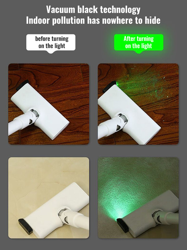 إضاءة خلفية ليزر للمكنسة الكهربائية ، عرض الغبار ، مصباح LED ، ضوء أخضر