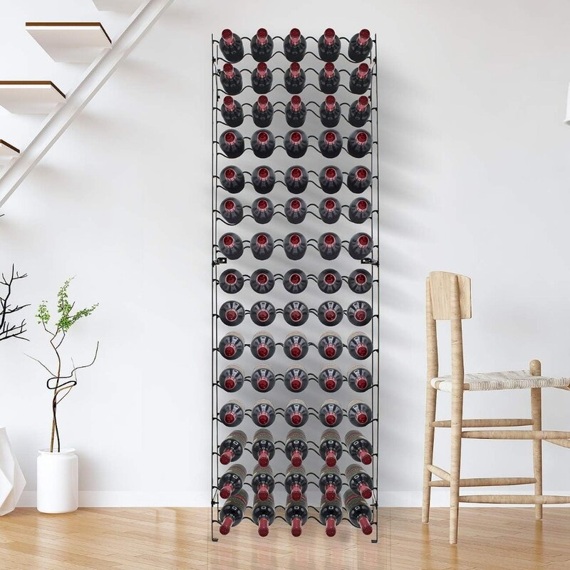 رف نبيذ قائم بذاته ، يحمل 75 زجاجة من النبيذ ، يحمل 75 سعة زجاجة ، تخزين لأي بار