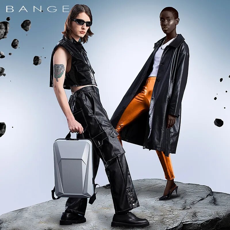حقيبة ظهر BANGE-Laptop للرجال والنساء ، حقيبة رائجة مقاومة للماء ، ثلاثة ألوان ، PVC ،