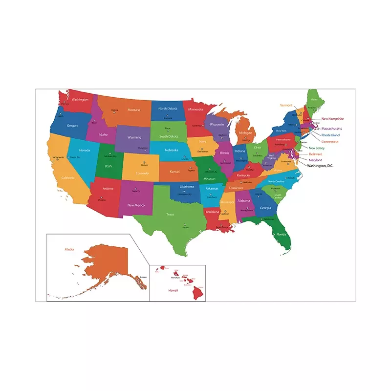 خريطة الولايات المتحدة 90*60 سنتيمتر الملصقات والمطبوعات جدار لوحات قماش الزخرفية غرفة المعيشة ديكور المنزل اللوازم المكتبية