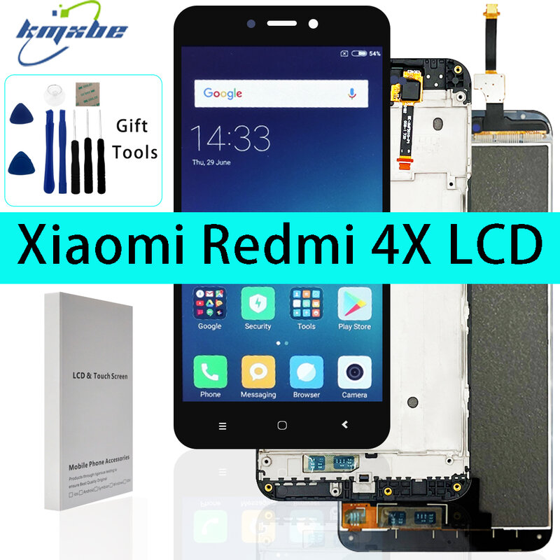 شاشة عرض مجموعة محول رقمي بشاشة تعمل باللمس مع إطار ، قطع غيار شاشات LCD ، جودة عالية ، مناسبة لـ Xiaomi Redmi 4X