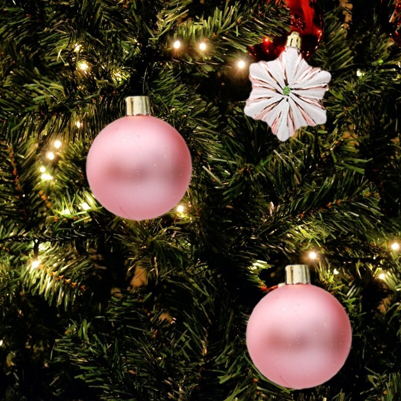 حساسة شجرة عيد الميلاد الحلي الوردي كرات ستار المعلقات السنة الجديدة ديكور هدية A0KF