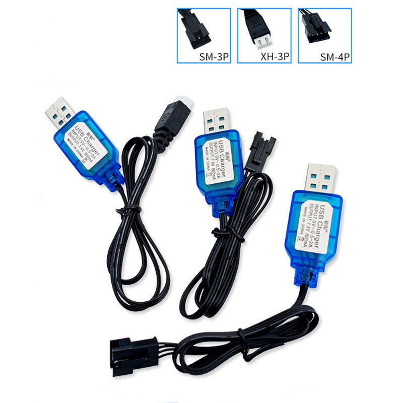 1 قطعة SM-3P/XH-3P/SM-4P إلى الأمام التوصيل 7.4 فولت 800mA NiMh/NiCd بطارية حزمة USB شاحن كابل للكهرباء سيارة لعبة USB شحن كابل
