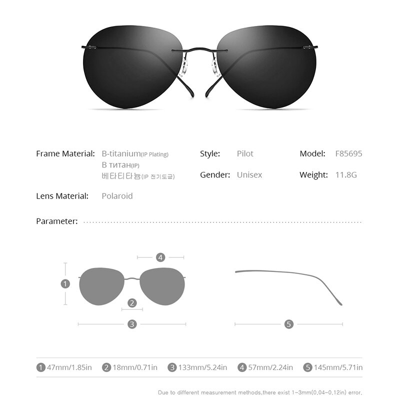 نظارات شمسية للرجال بدون إطار من FONEX بدون إطار بإطار كوري نظارات شمسية مستقطبة من Aviador نظارات للسيدات F85695