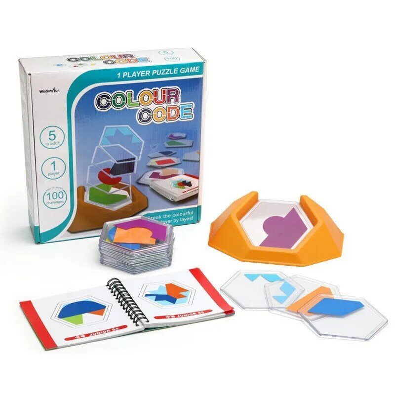 لغز رمز اللون التعليمي للأطفال ، لعبة لوحة المنطق ، الألغاز الذكية الهندسية ، لعبة مكانية ، هدايا ذاتية الصنع للأطفال